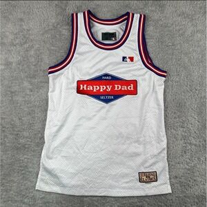 Full Send Happy Dad Seltzer Basketball Jersey Mens Medium White Excellent Logo